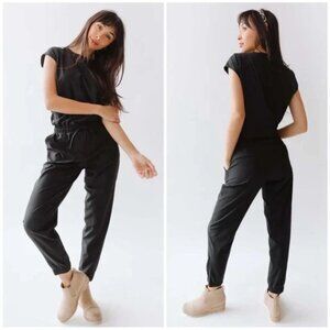 ALBION Jumpsuit Womens 10‎ Cap Sleeve Drawstring Waist Zip Ankle Pockets Casual